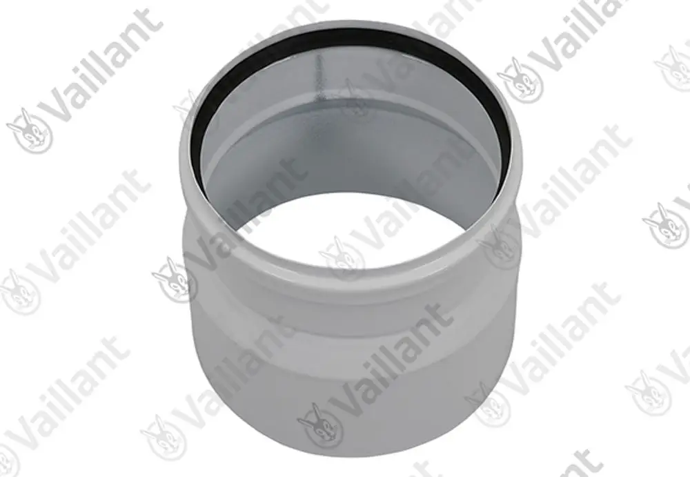 Vaillant Adapter mit einer breiten Öffnung, halbrunder Form und schwarzem Dichtungsring, geeignet für Rohre oder Verbindungen.